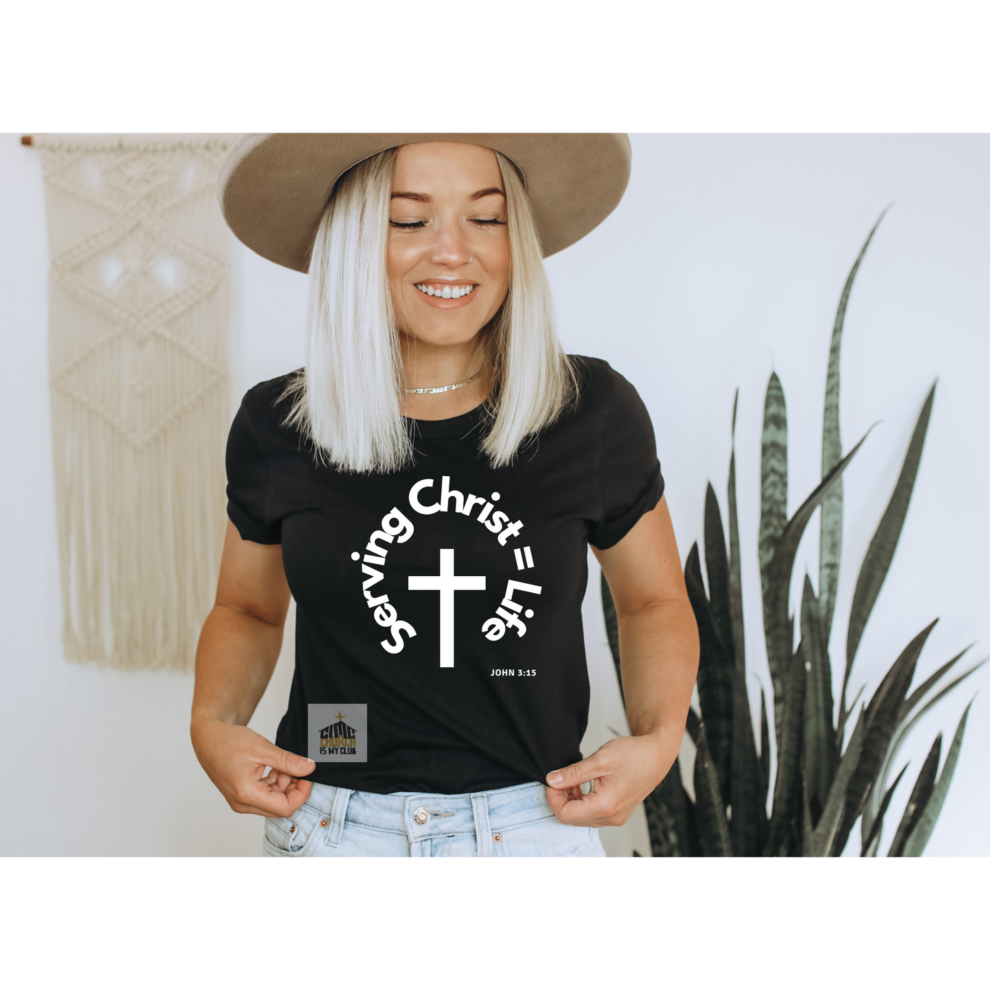 "Serving Christ = Life" (Unisex - Chest)