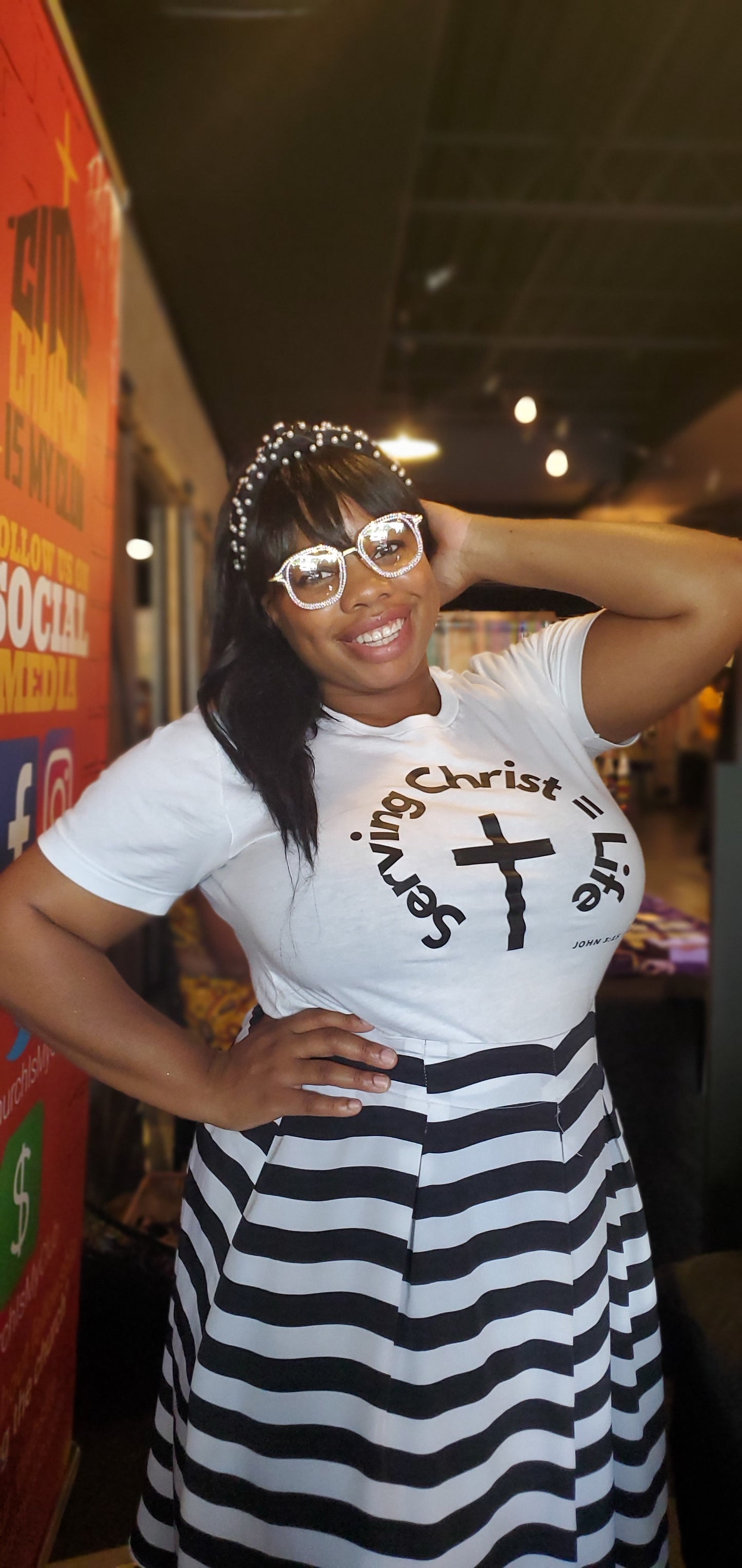 "Serving Christ = Life" (Unisex - Chest)