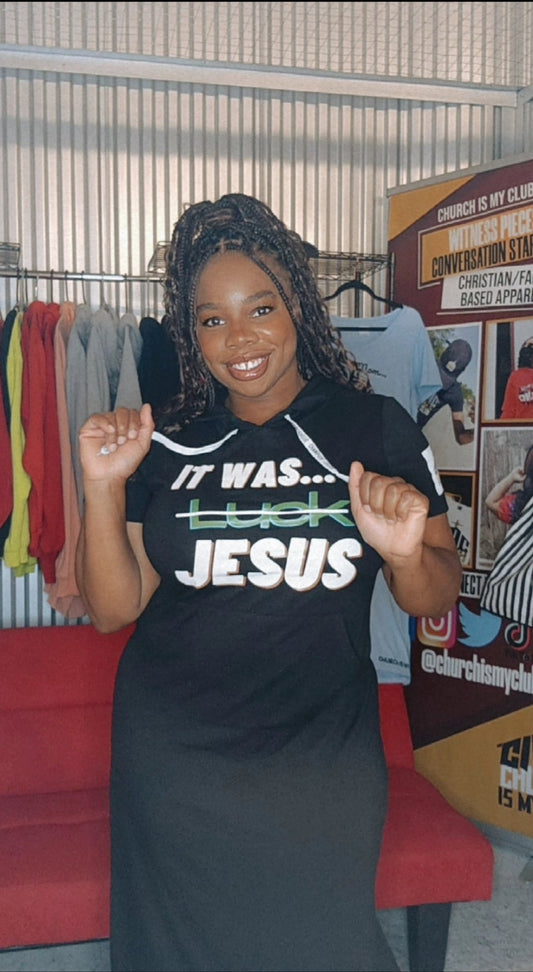It Was Jesus - Short Sleeved Hoodie Maxi Dress