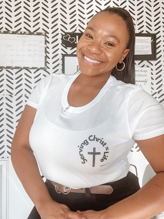 "Serving Christ = Life" Pocket Tshirt (Unisex)
